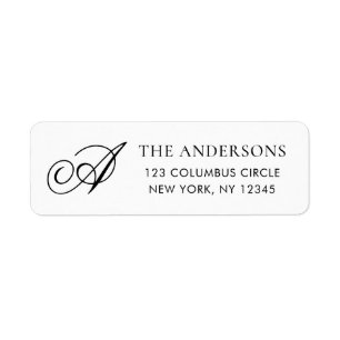 Elegant Monogram Black White Return Address