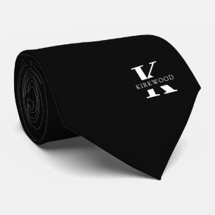 Elegant Monogram Black White Tie