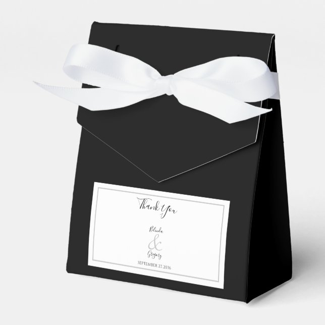 Elegant Monogram Black & White Wedding Favor Box (Front Side)