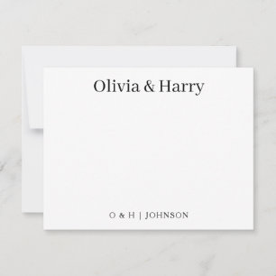 Elegant Monogram Black White Wedding Note Card