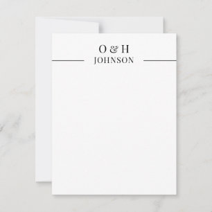 Elegant Monogram Black White Wedding Note Card