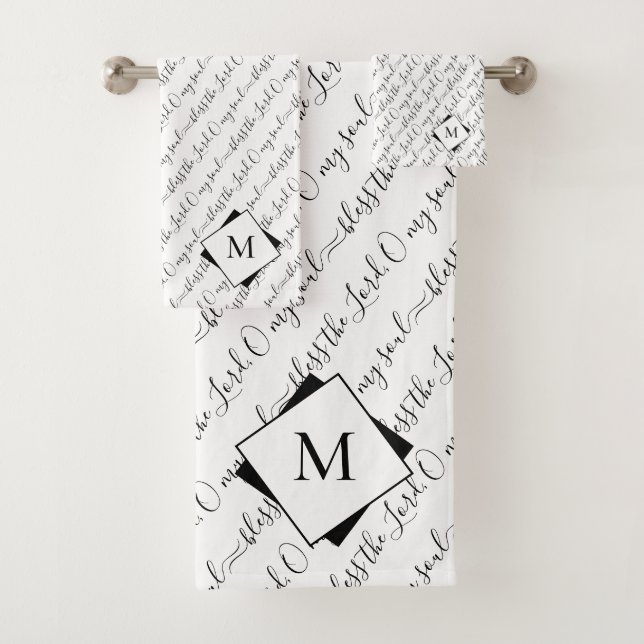 Elegant Monogram BLESS THE LORD  Bath Towel Set (Insitu)