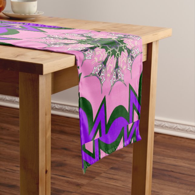 Elegant Monogram Bloom: Beautifully Personal Motif Short Table Runner (In Situ)