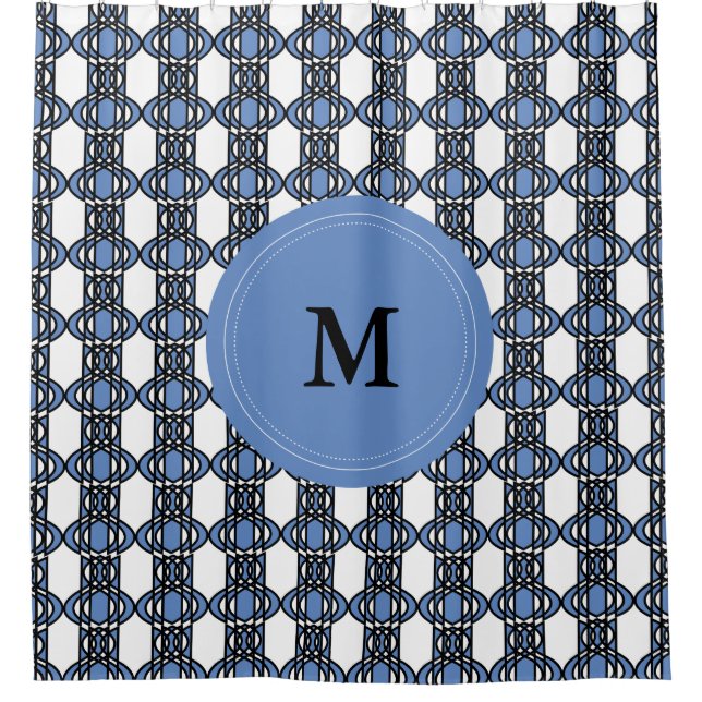 Elegant Monogram Blue Abstract Scarab Pattern (Front)