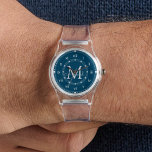 elegant monogram blue chic Silicone Strap Clear  Watch<br><div class="desc">elegant personalized monogram minimalist stylish blue Silicone Strap Clear Watch
you can change font colour, size and style.
great as groomsmen gift, wedding gift and more.</div>