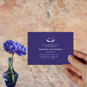Elegant Monogram Blue Jewel Tone Rehearsal  Invitation