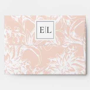 Elegant Monogram Blush Floral Wedding Envelope