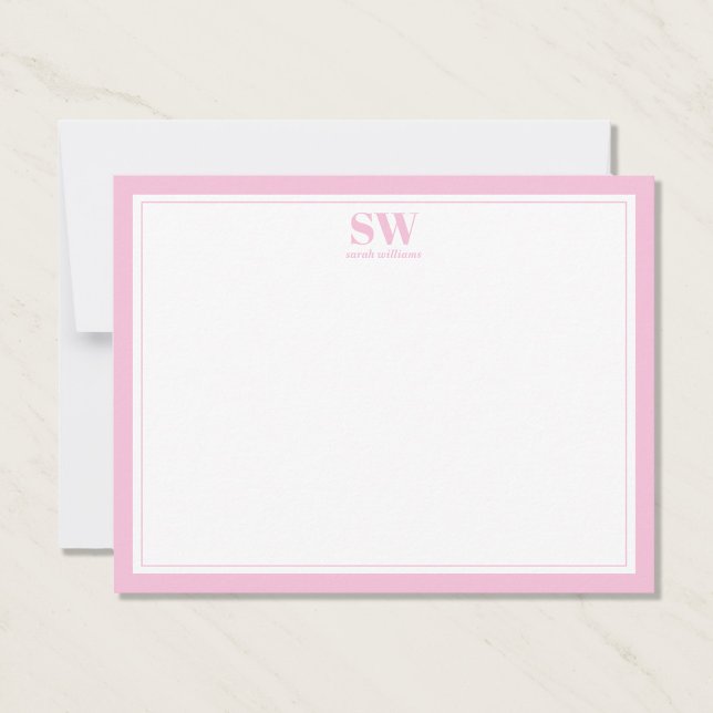 Elegant Monogram Blush Pink Border Minimalist Card (Creator Uploaded)