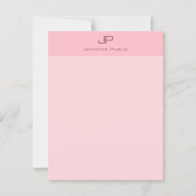 Élégant Monogram Blush Pink Moderne Simple Modèle (Devant)