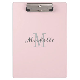 Elegant Monogram Blush Pink Personalized Clipboard