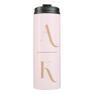 Elegant monogram blush pink travel thermal tumbler