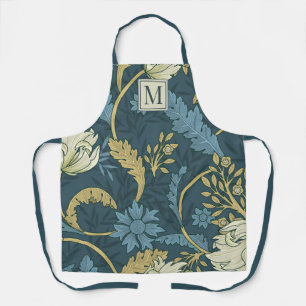 Elegant Monogram Botanical Floral William Morris  Apron