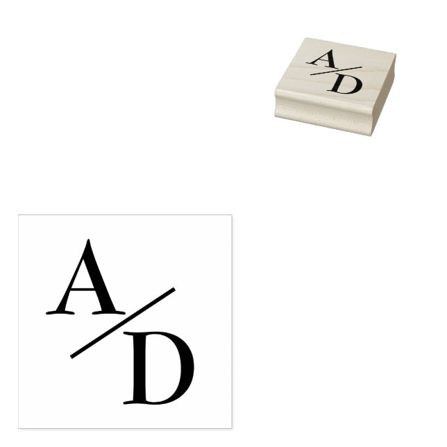 Elegant Monogram Bride Groom Modern Wedding  Rubber Stamp (Stamped)