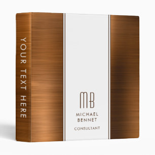 Elegant Monogram Brown Professional Binder