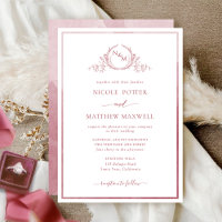 Elegant Monogram Burgundy Watercolor Wedding Invit
