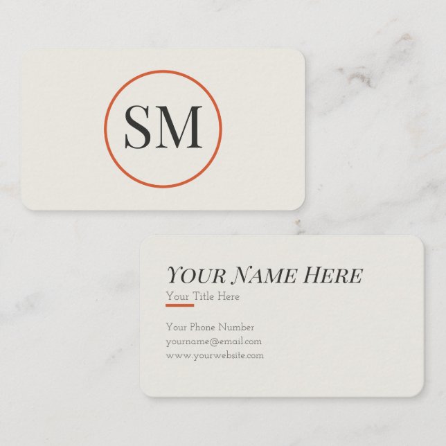 Elegant Monogram Business Card | Modern Minimalist (Front/Back)