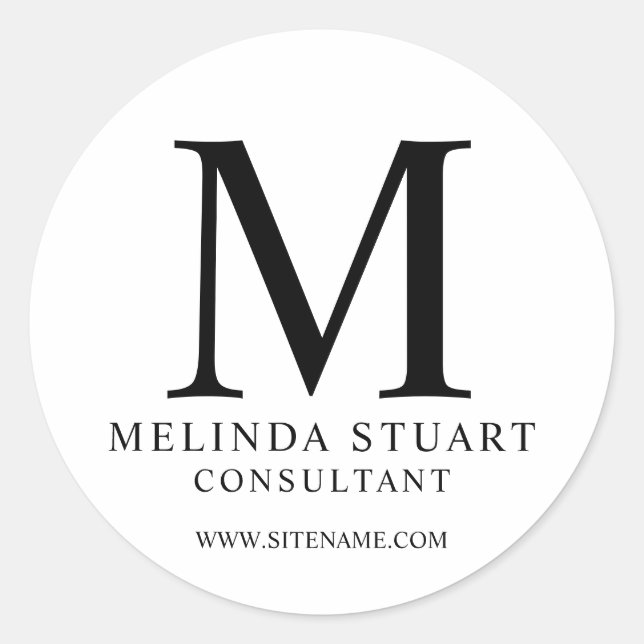 Elegant Monogram Business Classic Round Sticker (Front)