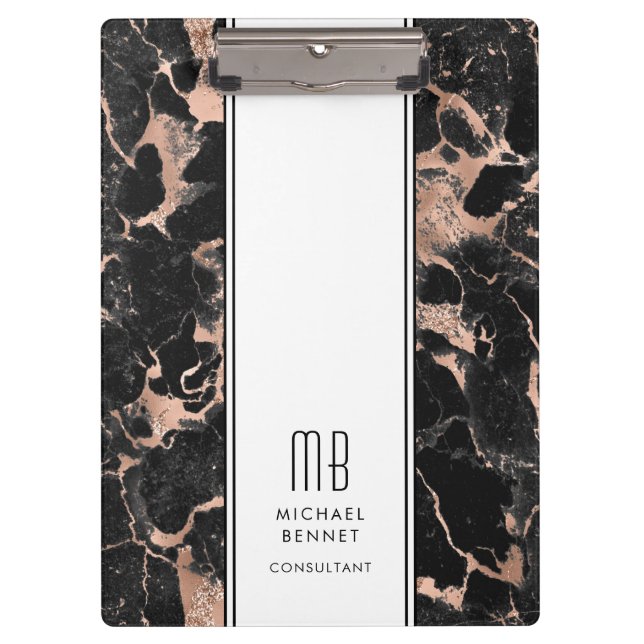 Elegant Monogram Business Clipboard (Front)