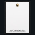 Elegant Monogram Business Letterhead<br><div class="desc">Make a lasting impression with our Elegant Monogram Business Letterhead, tailored for financial planning and wealth management firms. Featuring a refined black and gold monogram design, this letterhead exudes professionalism and elegance. Customize it with your company name and contact details to convey a strong brand identity. Elevate your correspondence and...</div>