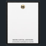 Elegant Monogram Business Letterhead<br><div class="desc">Make a lasting impression with our Elegant Monogram Business Letterhead, tailored for financial planning and wealth management firms. Featuring a refined black and gold monogram design, this letterhead exudes professionalism and elegance. Customize it with your company name and contact details to convey a strong brand identity. Elevate your correspondence and...</div>
