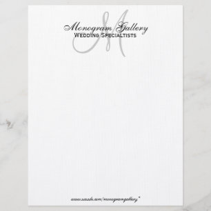 Elegant Monogram Business Letterhead Linen Paper