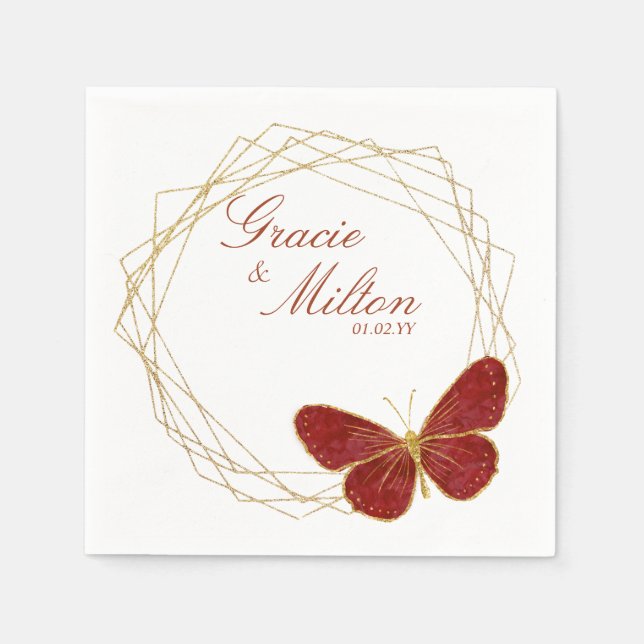Elegant Monogram Butterfly Wedding   Napkin (Front)