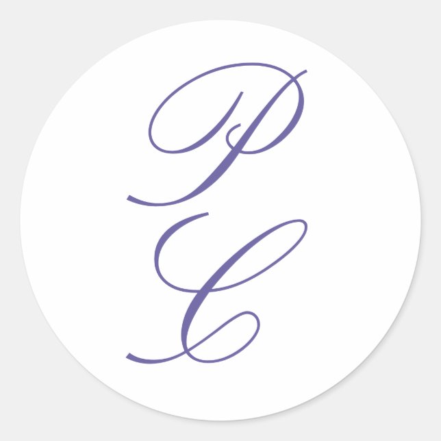 Elegant Monogram Calligraphy Wedding Classic Round Sticker (Front)