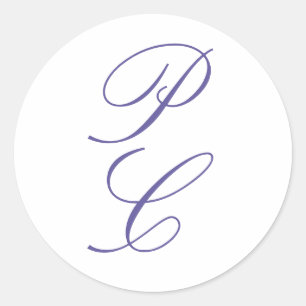 Elegant Monogram Calligraphy Wedding Classic Round Sticker