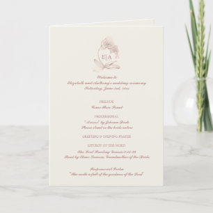 Elegant Monogram Catholic Wedding Mass Ceremony Program