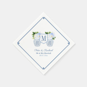 Elegant Monogram Chinoiserie Wedding Reception Napkin