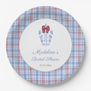 Elegant Monogram Christmas Bridal Shower Party Paper Plate