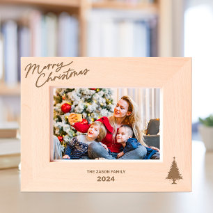 Elegant Monogram Christmas tree Classy Typography Etched Frames
