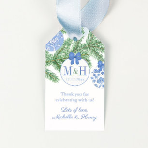 Elegant Monogram Christmas Wedding Favour Tags