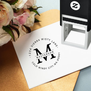 Elegant Monogram Circular Return Address Self-inking Stamp