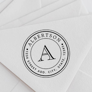Elegant Monogram Circular Return Address Stamp