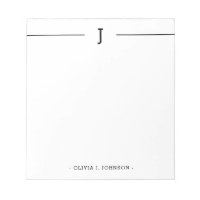 Elegant Monogram Classic Black White Notepad