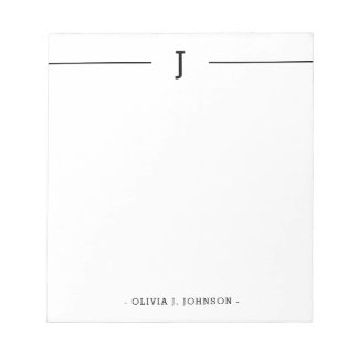 Elegant Monogram Classic Black White Notepad