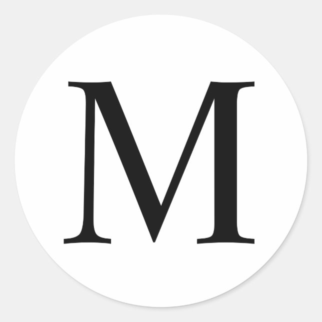 Elegant Monogram Classic Round Sticker (Front)