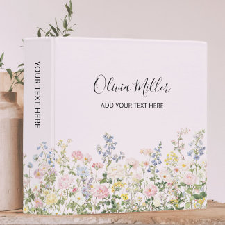 Elegant Monogram Colorful Flower Garden Floral  Binder