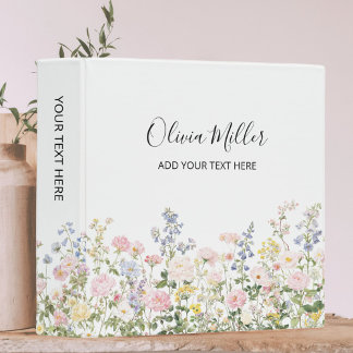 Elegant Monogram Colorful Flower Garden Floral  Binder