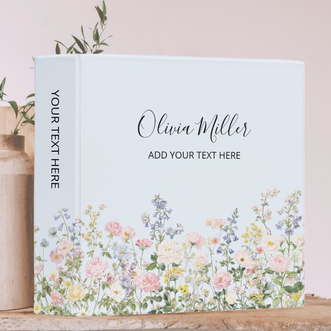 Elegant Monogram Colorful Flower Garden Floral  Binder (In situ)