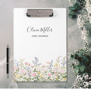 Elegant Monogram Colourful Flower Garden Floral Clipboard