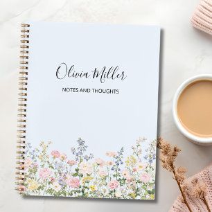 Elegant Monogram Colourful Flower Garden Floral  Notebook