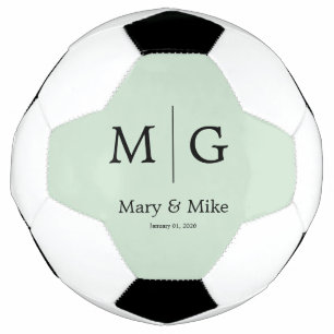 Elegant Monogram Couple Name Sage Green Soccer Ball