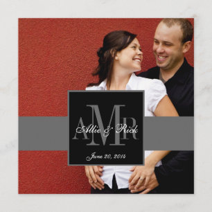 Elegant Monogram Couple Photo Wedding Invitation