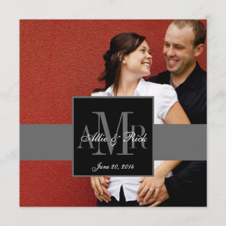 Elegant Monogram Couple Photo Wedding Invitation