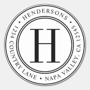 Elegant Monogram   Create Your Own Return Address Classic Round Sticker