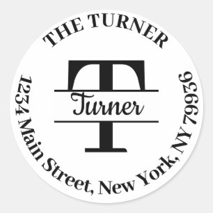 Elegant Monogram Create Your Own Return Address Classic Round Sticker