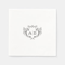 Elegant Monogram Crest Black and White Wedding