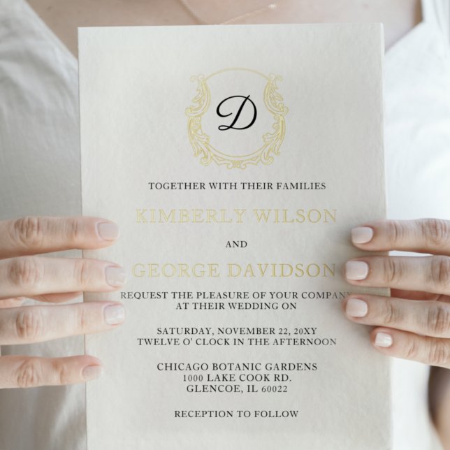Elegant Monogram Crest Gold Wedding  (Creator Uploaded)